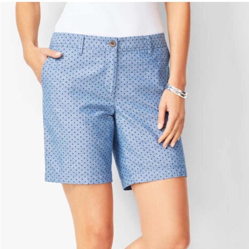 Talbots Light Blue Polka Dot Cotton Shorts